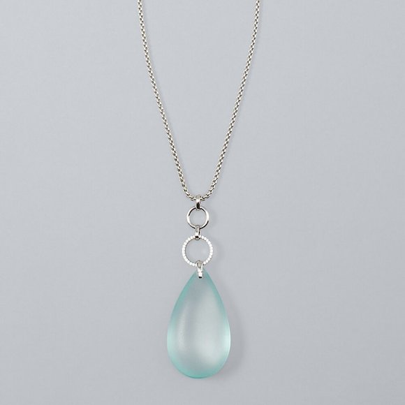 WHBM PAVED CIRCLE Teardrop LARGE Pendant Necklace UNIQUE AND BEAUTIFUL! - Picture 3 of 4